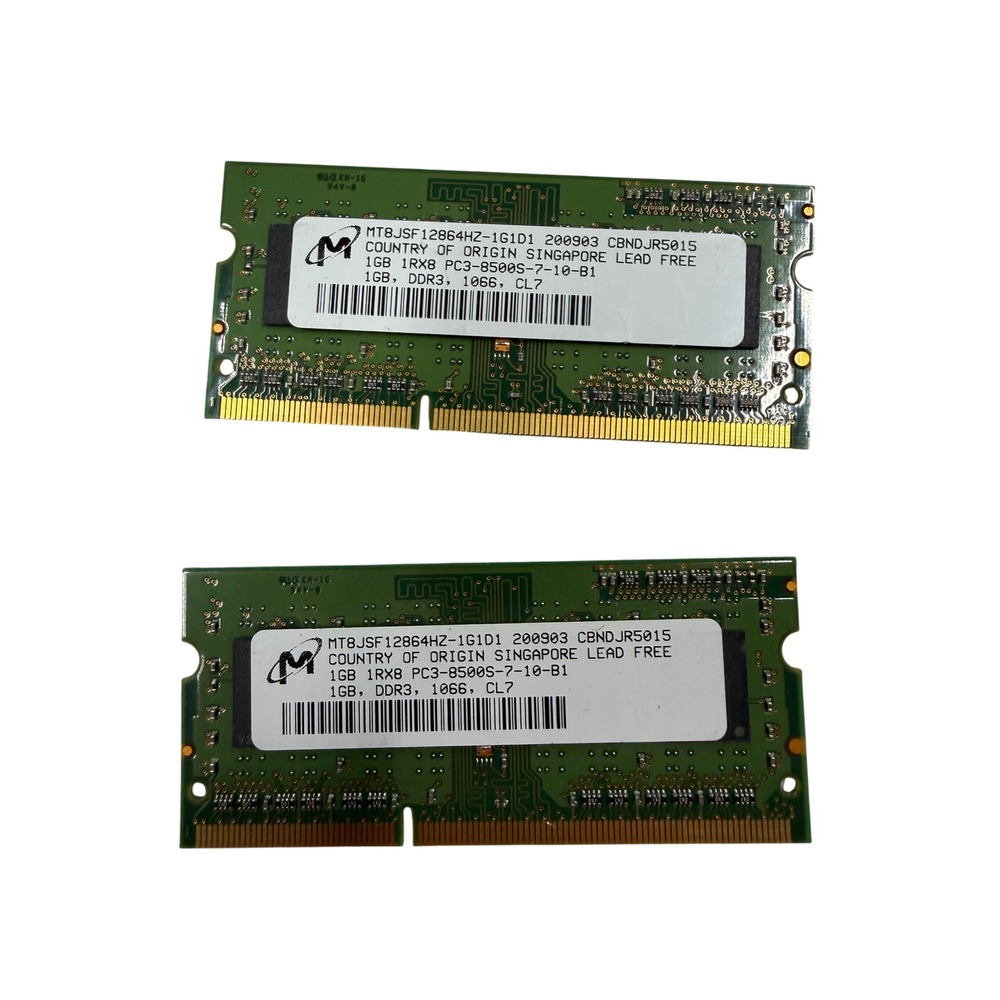 Micron 2GB Kit 2x 1GB DDR3 Laptop RAM